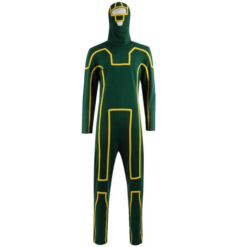 ACcosplay Kick Ass Costume Dave Lizewski Green Jumpsuit Men Cosplay Outfit