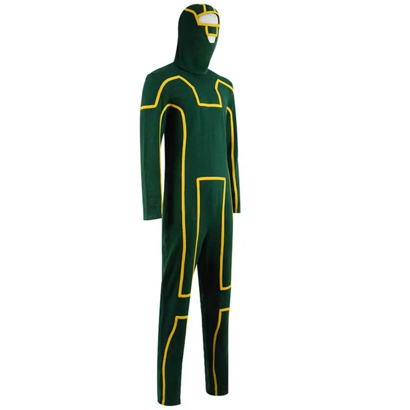 ACcosplay Kick Ass Costume Dave Lizewski Green Jumpsuit Men Cosplay Outfit