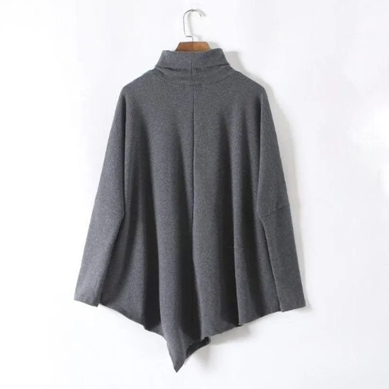 Asymmetrical Turtleneck Long Sleeve Shirt