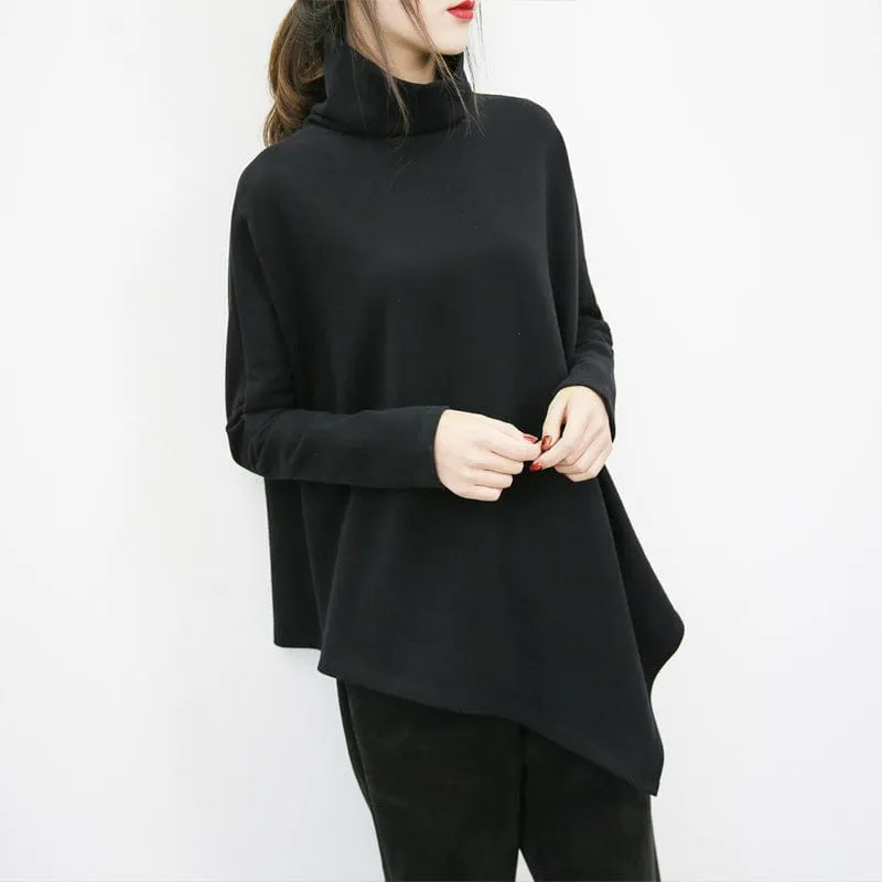 Asymmetrical Turtleneck Long Sleeve Shirt