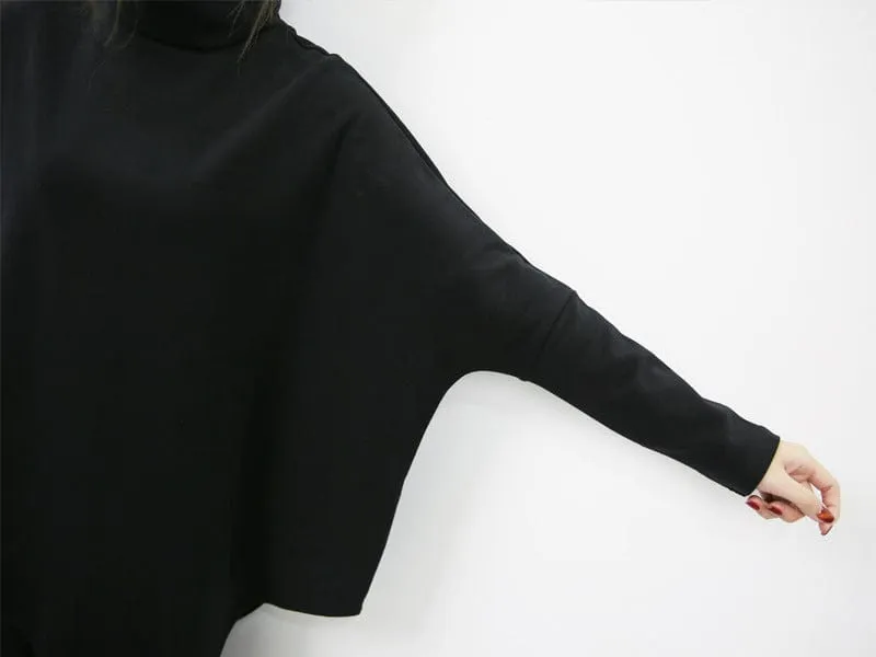 Asymmetrical Turtleneck Long Sleeve Shirt