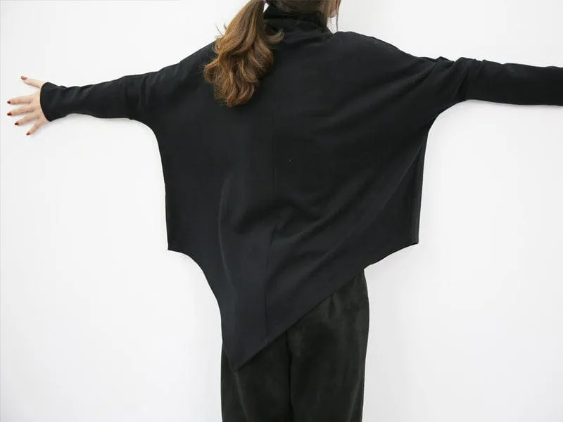 Asymmetrical Turtleneck Long Sleeve Shirt