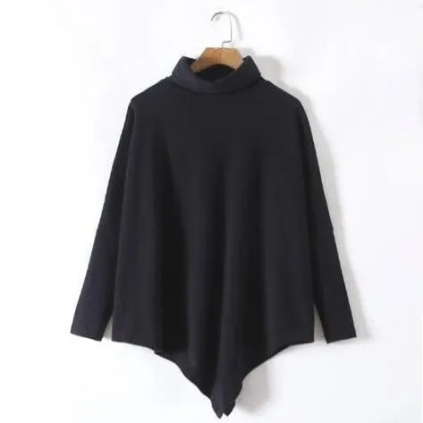 Asymmetrical Turtleneck Long Sleeve Shirt