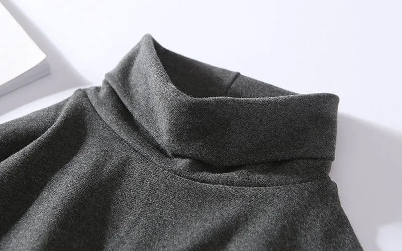 Asymmetrical Turtleneck Long Sleeve Shirt