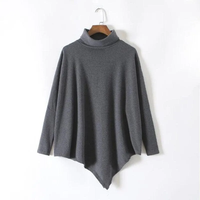 Asymmetrical Turtleneck Long Sleeve Shirt