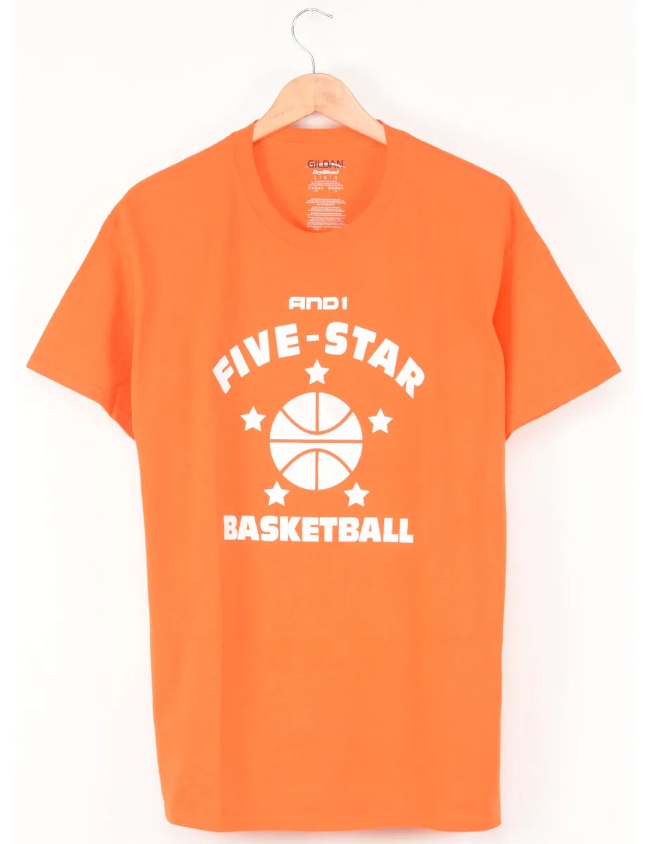 Basketball Printed Orange T-shirt - L