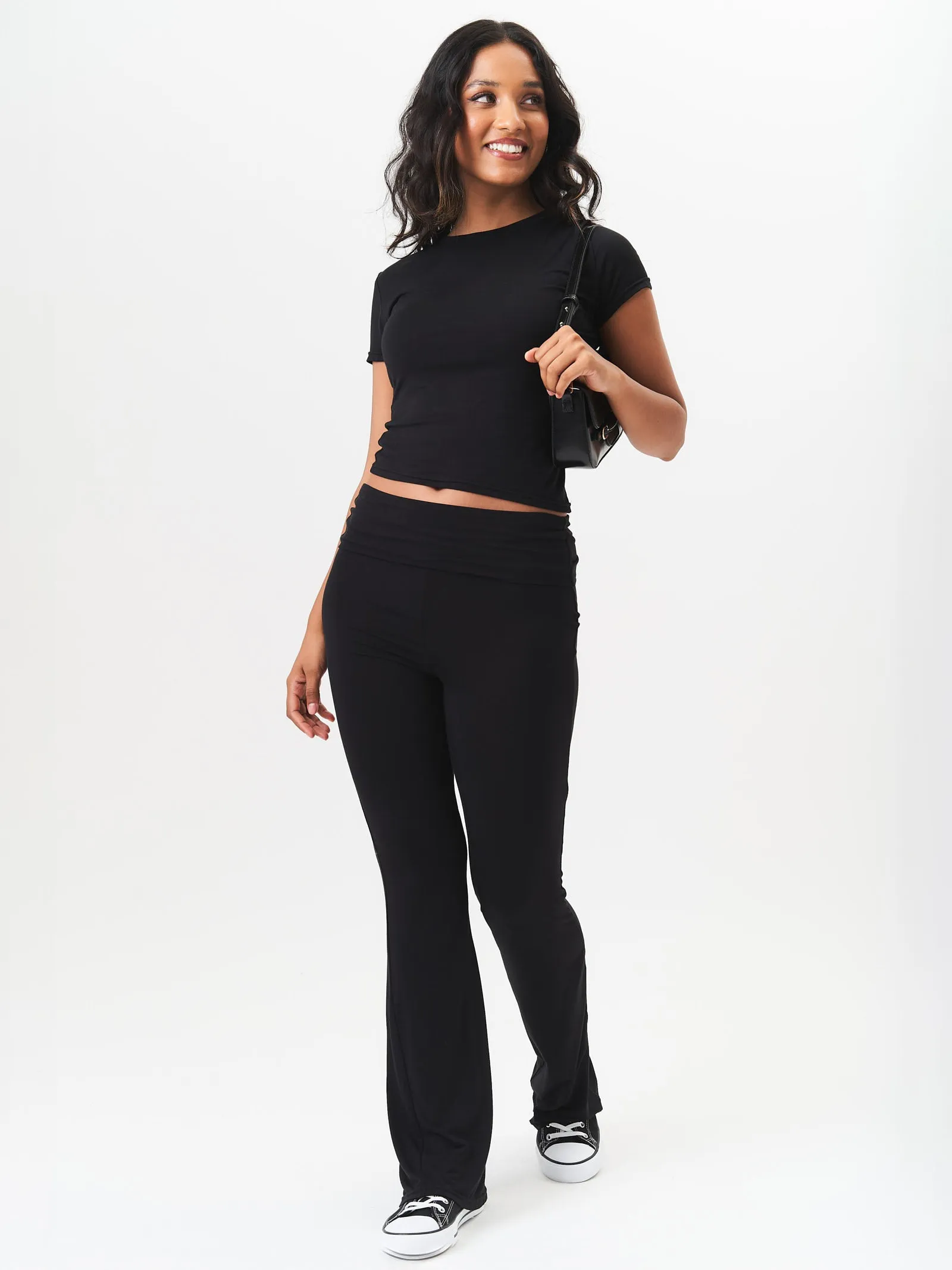 Black Stretched Relaxed Fit Trousers