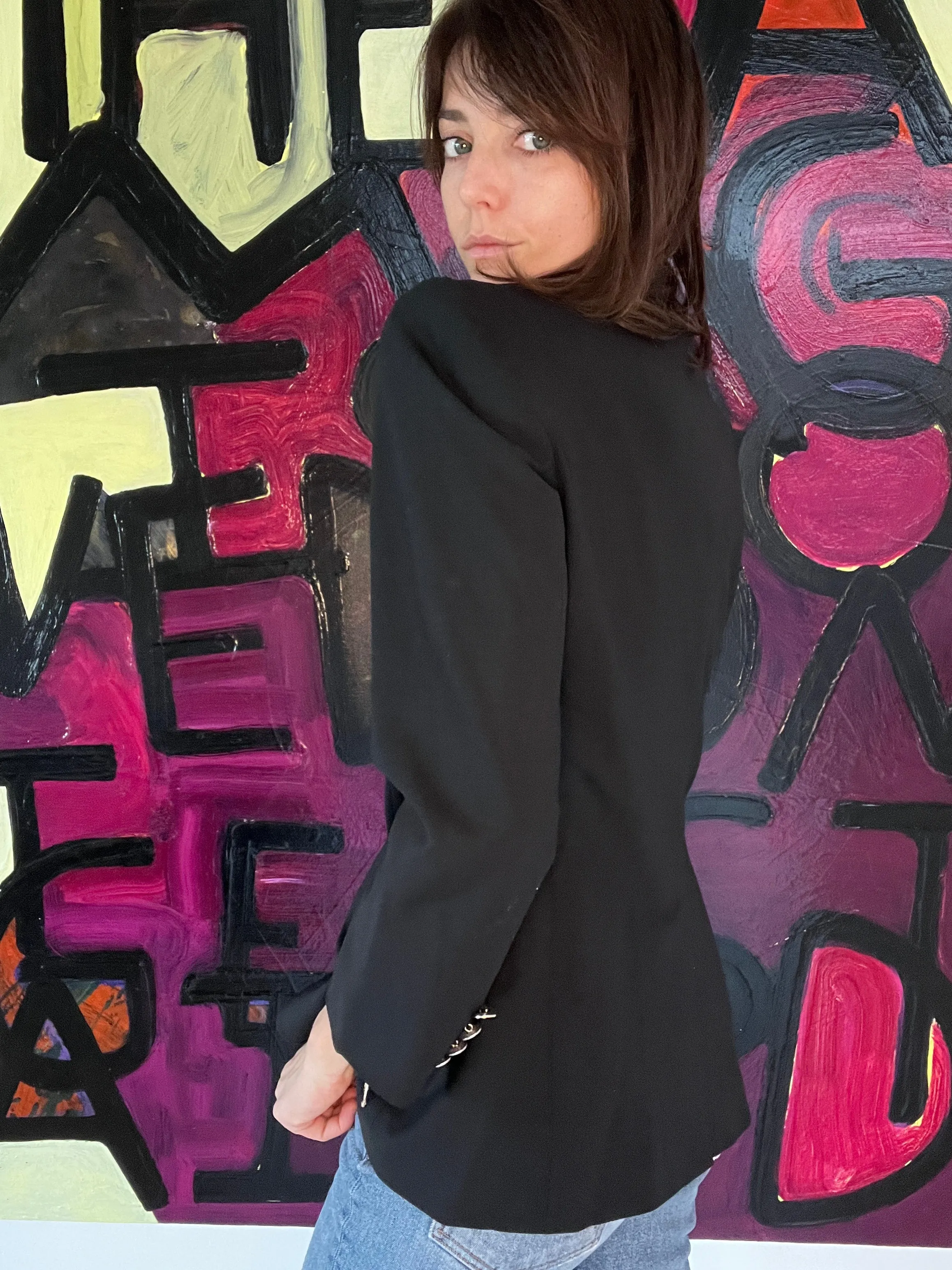 Black Wool Blazer - L