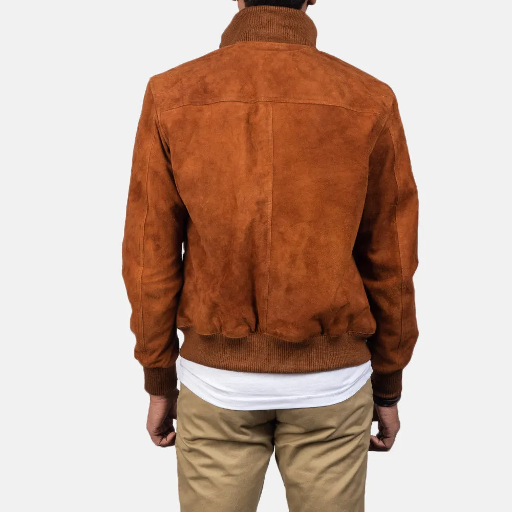 Brown Suede Bomber Jacket