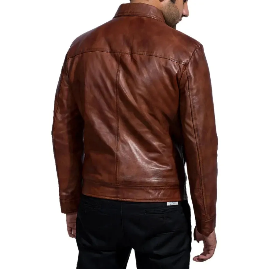 Brown Trucker Leather Jacket