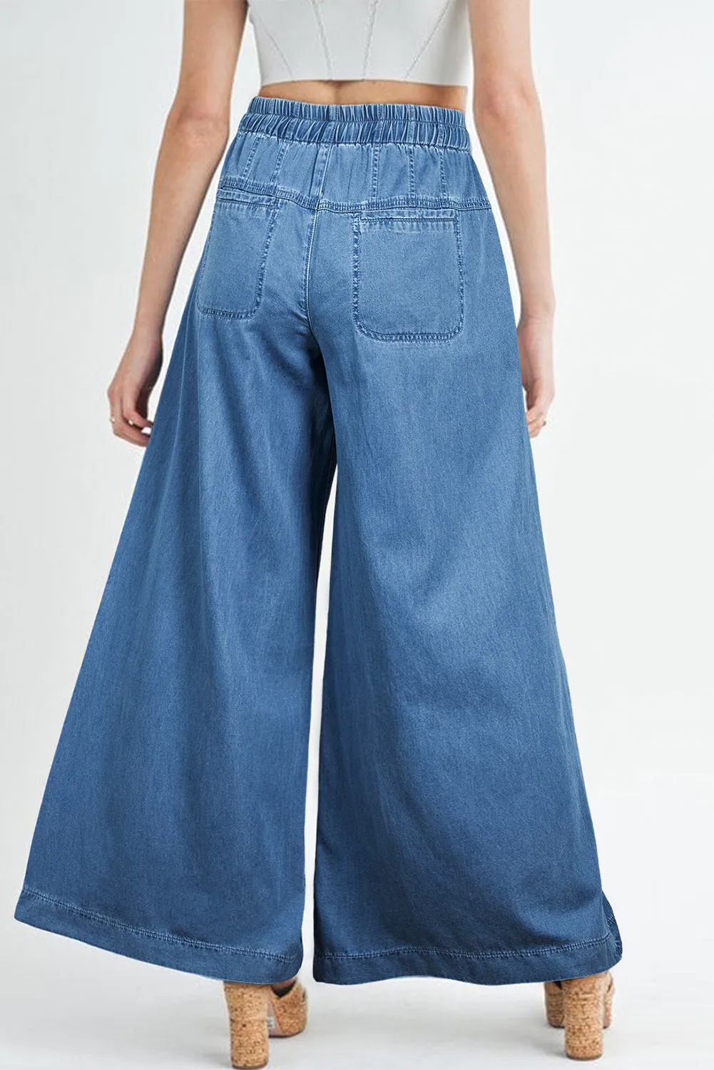 Button Fly Wide Leg Jeans