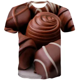 Chocolate T-shirt Men Brown Tshirts Casual Delicious Tshirt Printed Bitter T-shirts 3d