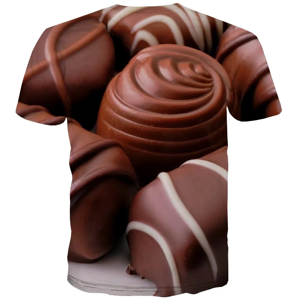 Chocolate T-shirt Men Brown Tshirts Casual Delicious Tshirt Printed Bitter T-shirts 3d