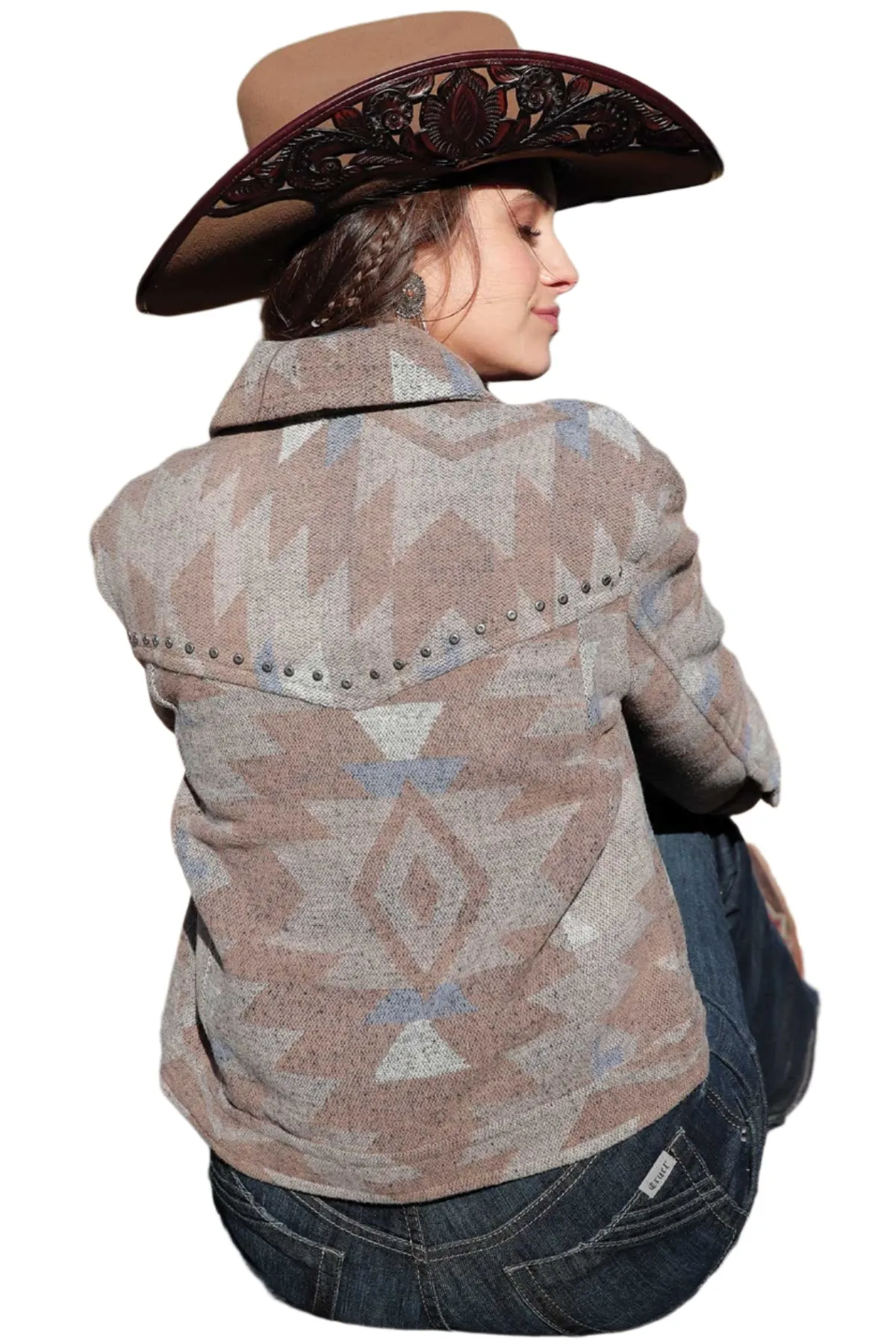 Cinch Ladies Tweed Tan Trucker Jacket-CWJ7481001