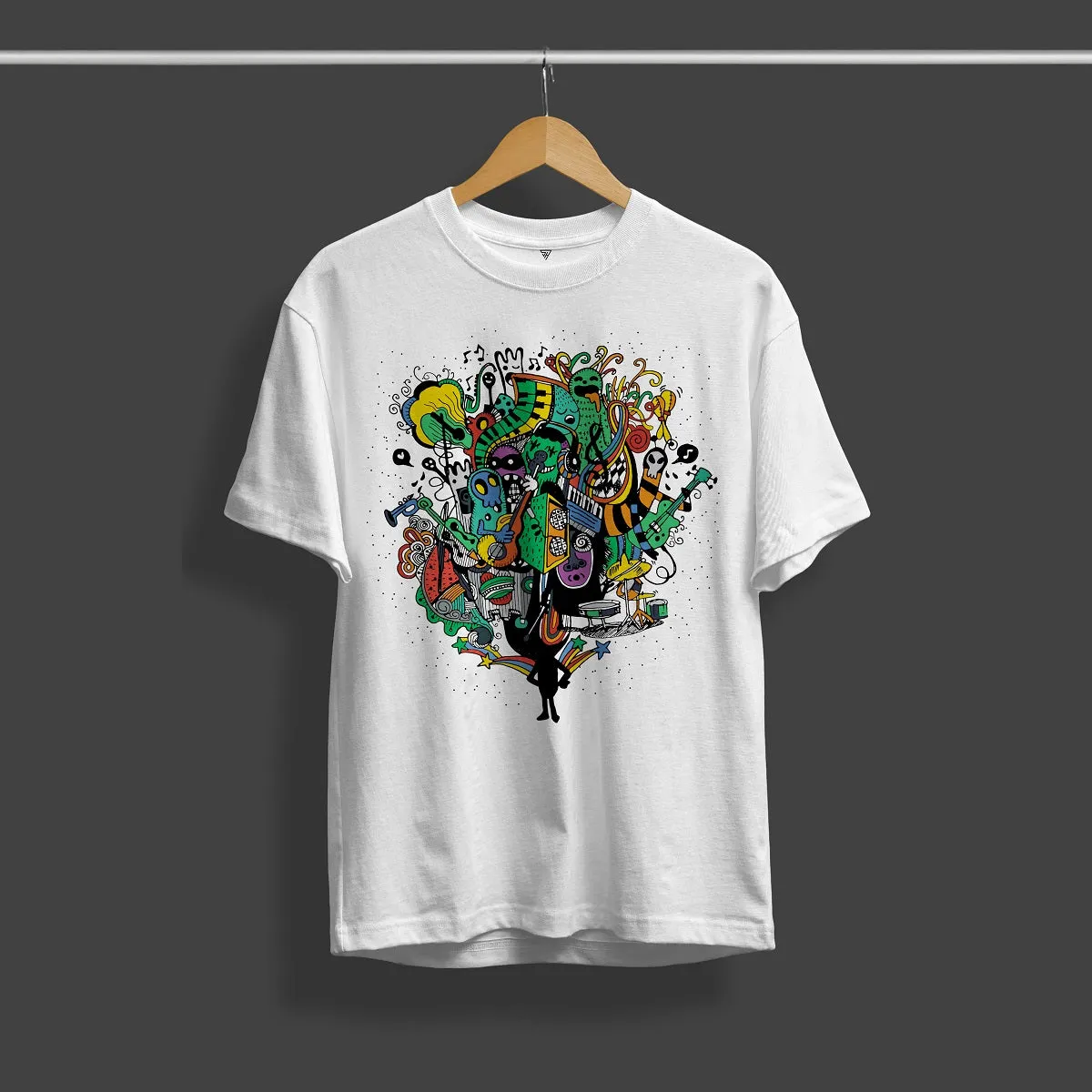 Colorful White Graphic Printed T-Shirt