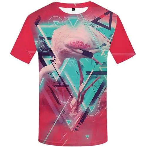 Crane T shirts Men Animal Tshirt Printed Geometric T shirts Funny Colorful T-shirts Graphic Harajuku Tshirts Casual Short Sleeve