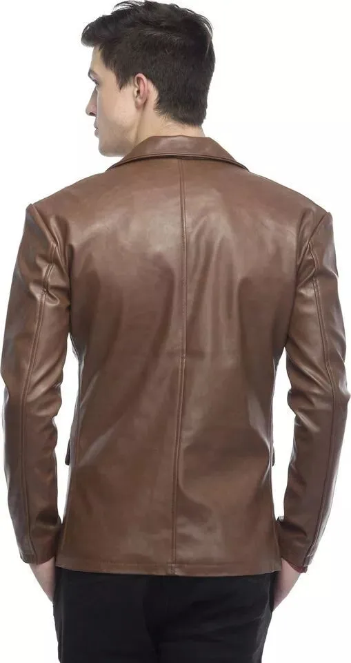 Dark Brown NY Leather Blazer