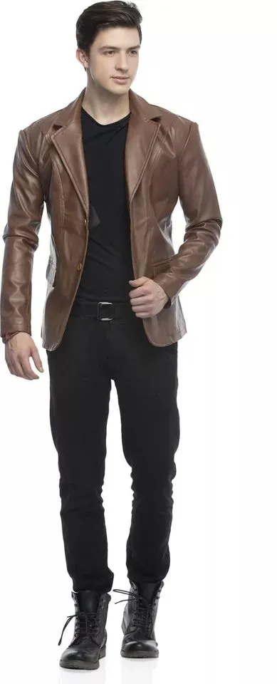 Dark Brown NY Leather Blazer