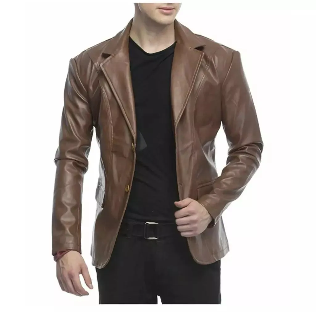 Dark Brown NY Leather Blazer