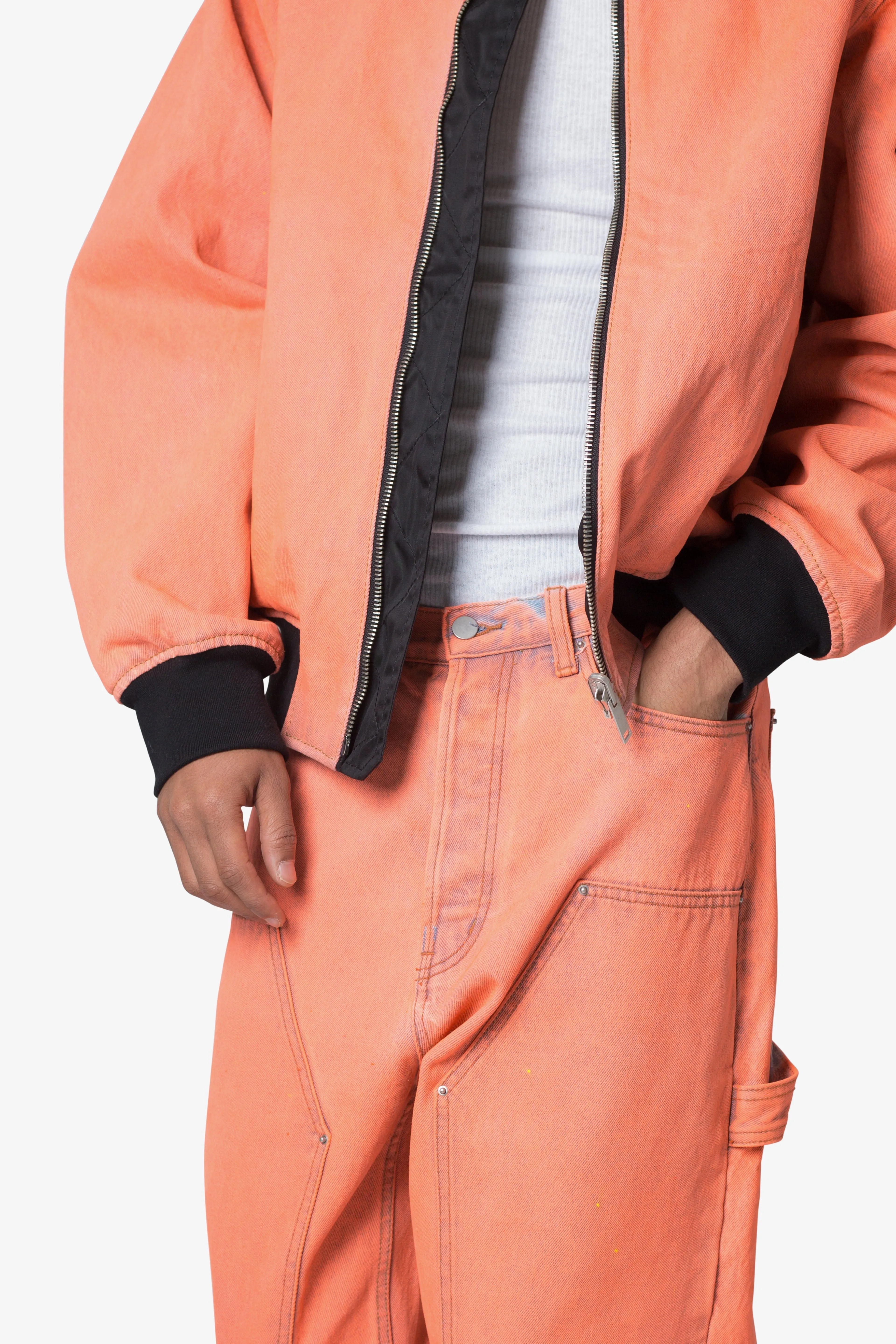 Denim Bomber Jacket - Orange