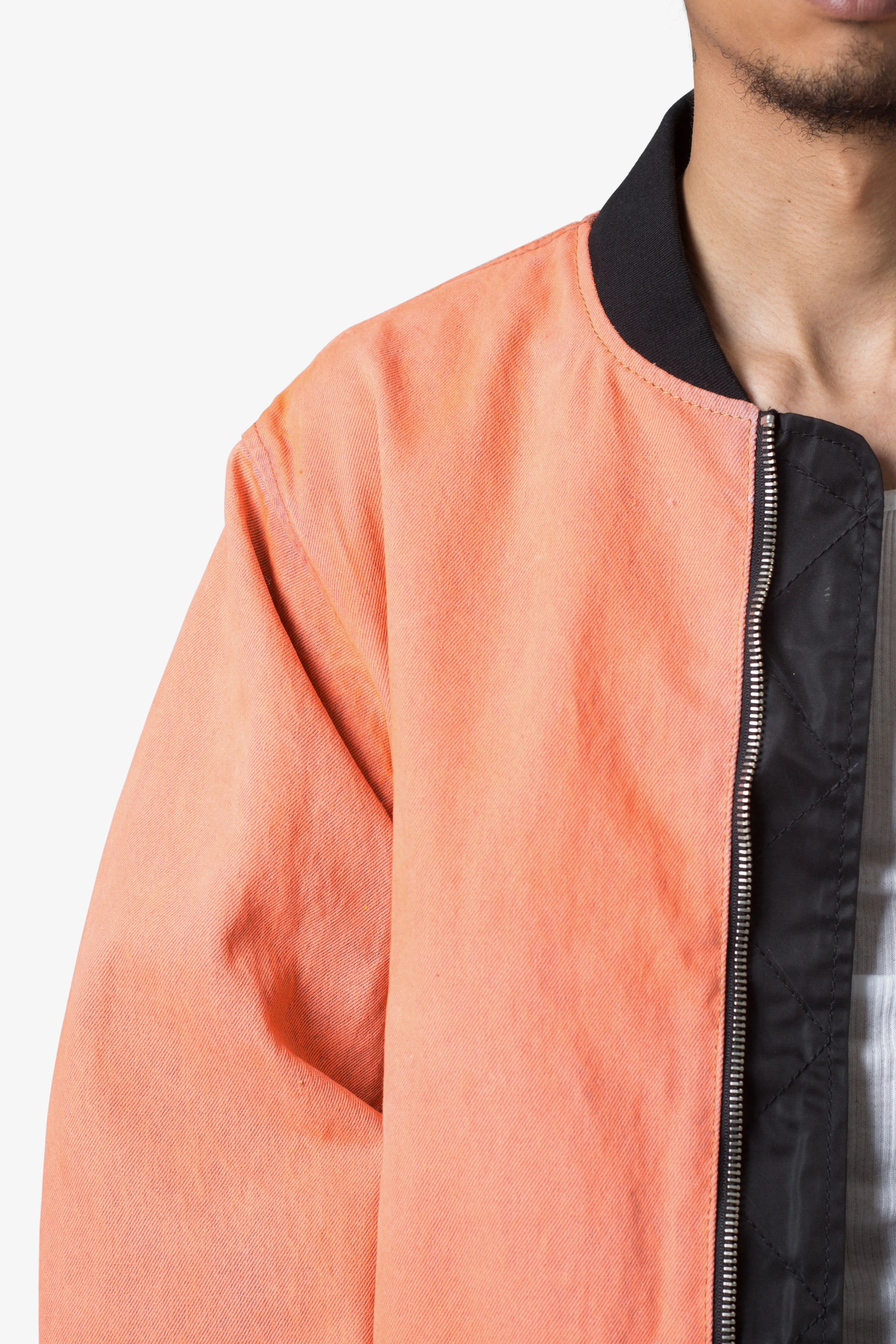 Denim Bomber Jacket - Orange