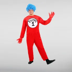 Dr Seuss Adult Thing 1 Halloween Jumpsuit Costume