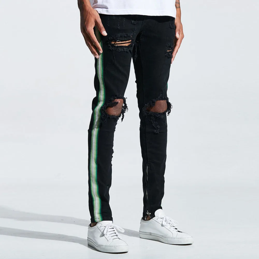 Embellish Bolt Standard Denim Jeans Ripped Black