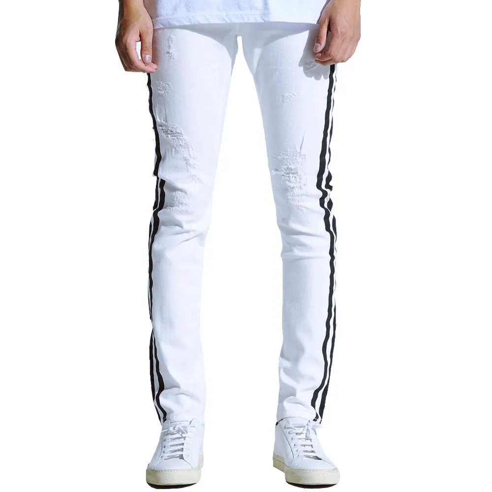 Embellish Bolt Standard Denim Jeans White Black