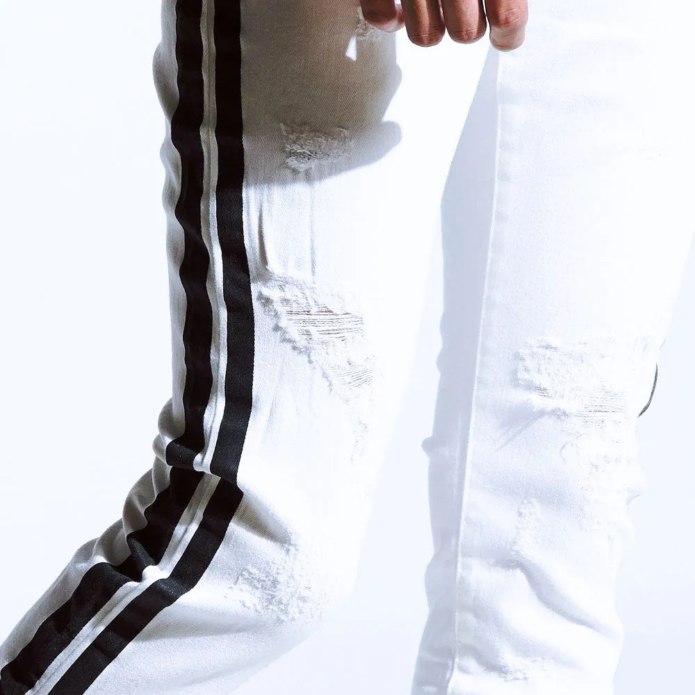 Embellish Bolt Standard Denim Jeans White Black