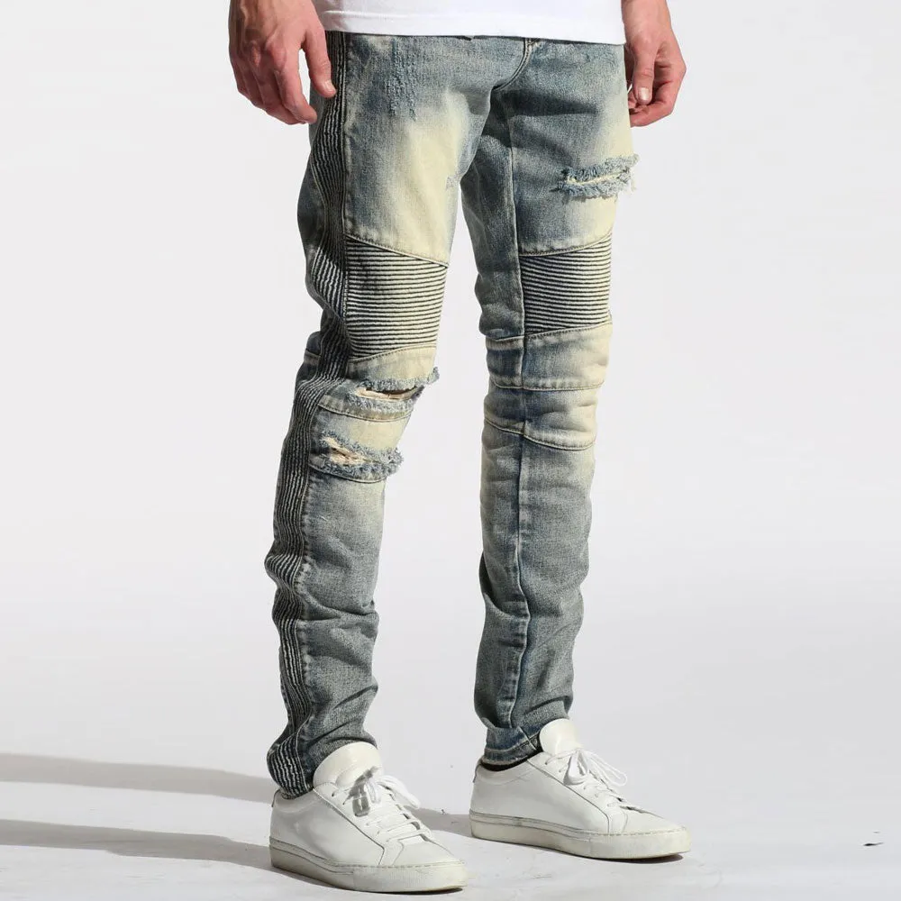 Embellish Hoppy Biker Denim Jeans in Vintage Stone Wash