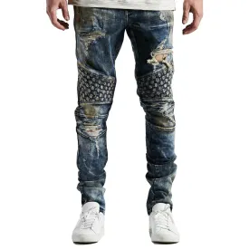 Embellish Turkish Biker Denim Jeans Vintage Stone Blue