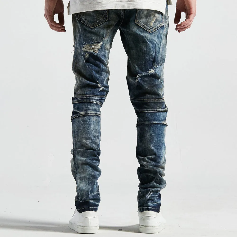 Embellish Turkish Biker Denim Jeans Vintage Stone Blue