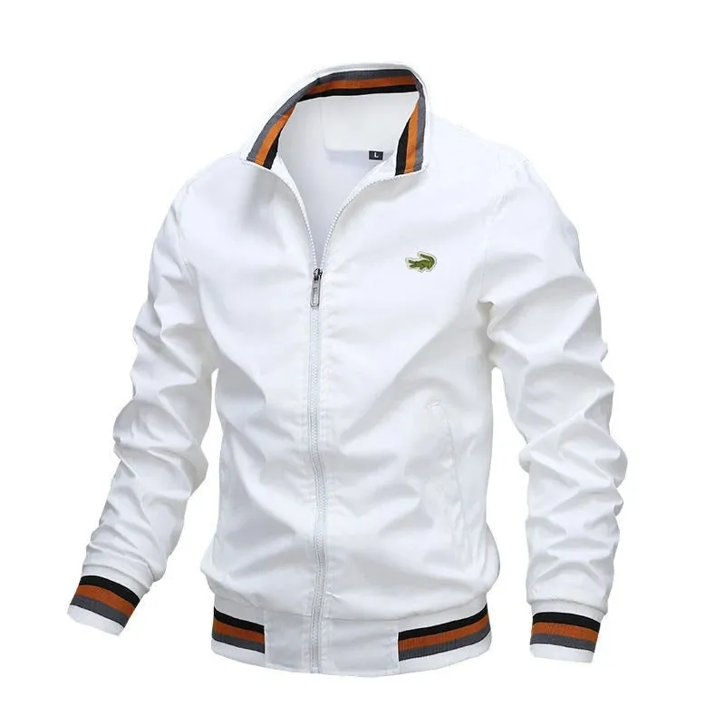 Embroidery CARTELO Autumn and Winter Men's Stand Collar Casual Zipper Jacket Outdoor Sports Coat Windbreaker Jacket for Men