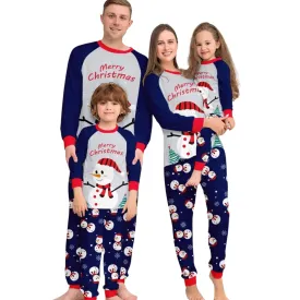 Family Matching Christmas Pajamas Set With Snowman Design