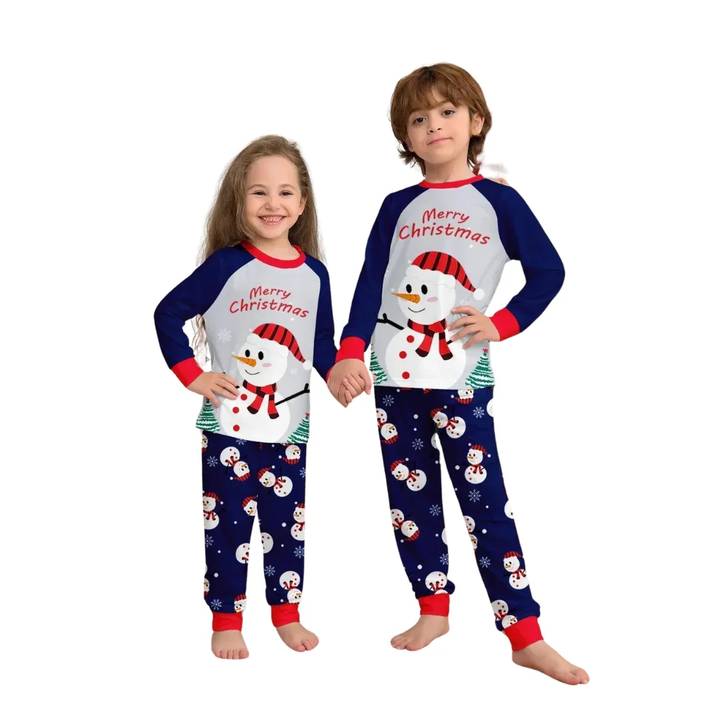 Family Matching Christmas Pajamas Set With Snowman Design