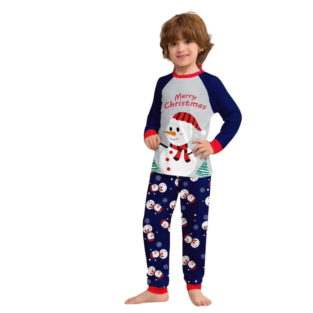 Family Matching Christmas Pajamas Set With Snowman Design