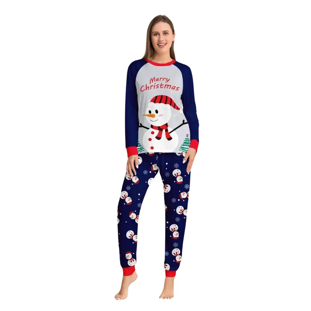 Family Matching Christmas Pajamas Set With Snowman Design