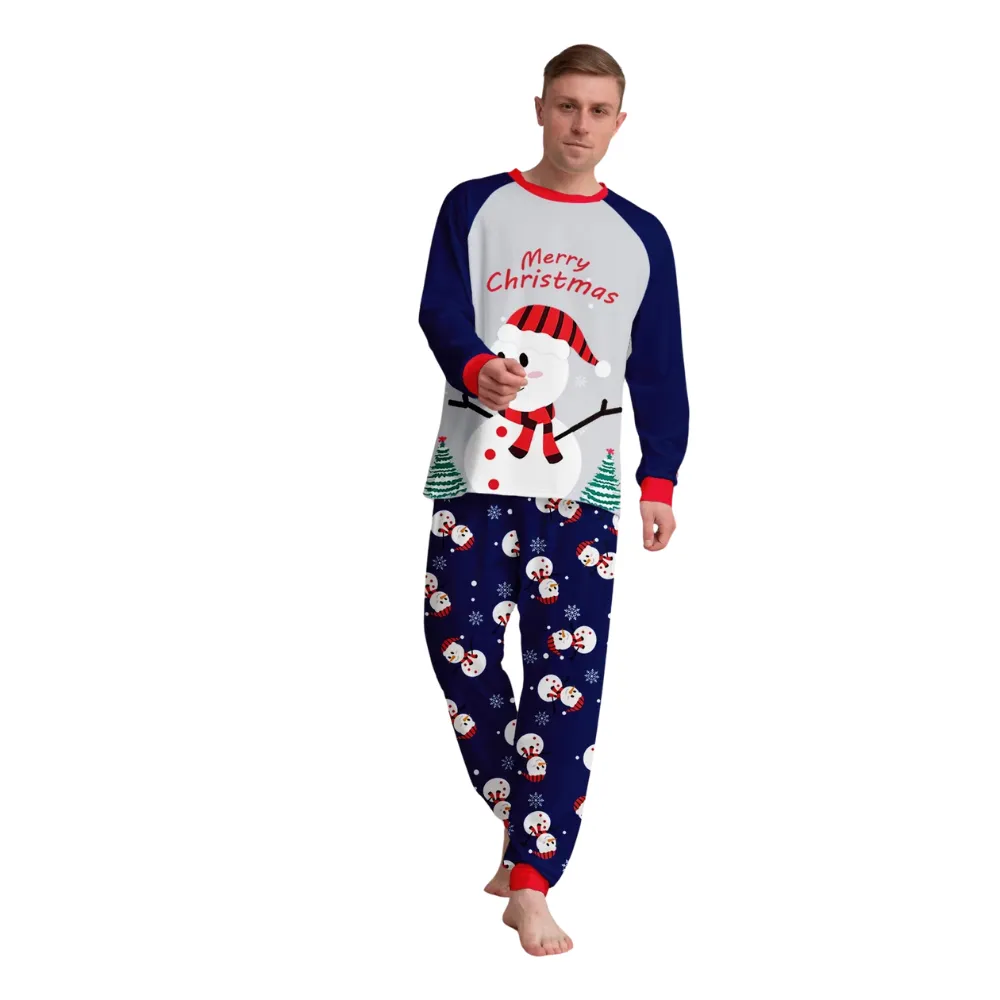 Family Matching Christmas Pajamas Set With Snowman Design