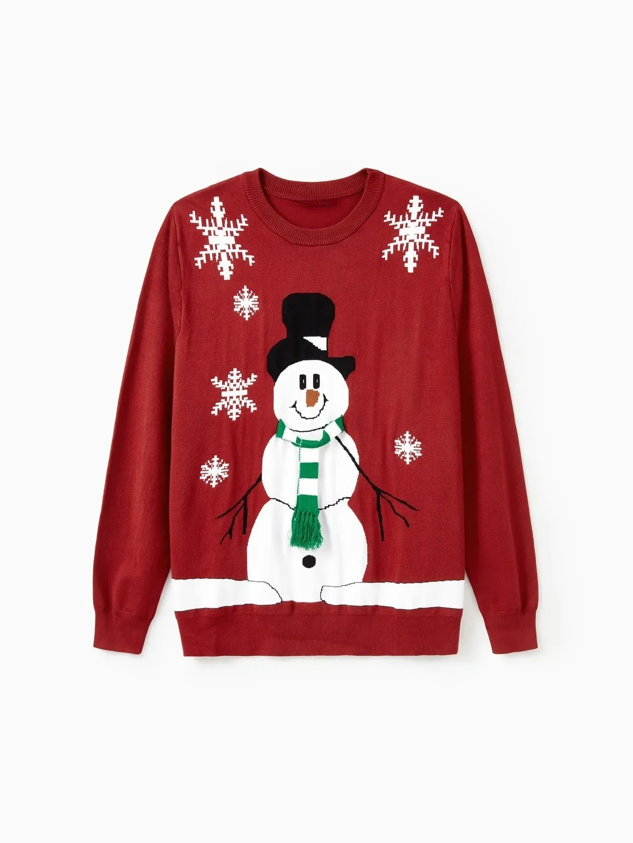 Family Matching Christmas Snowman Sweater Set With 3D Scarf Design