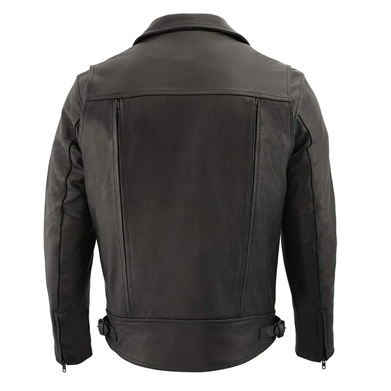 Genuine Leather Men Black Jacket with Gun Pockets