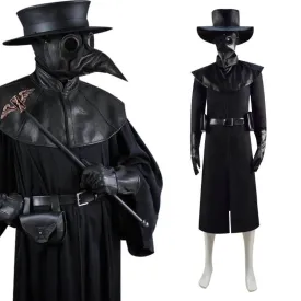 Halloween Plague Doctor Costume Hat Steampunk Bird Mask Cosplay Outfit