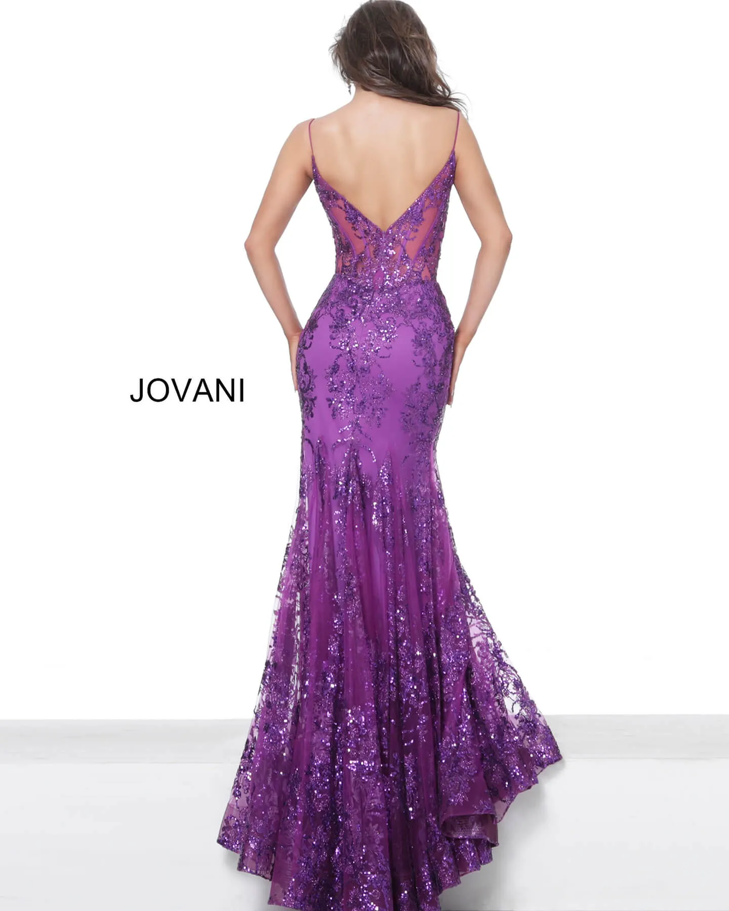 Jovani 3675 Long Prom Dress Sheer Corset Shimmer Mermaid Pageant Gown