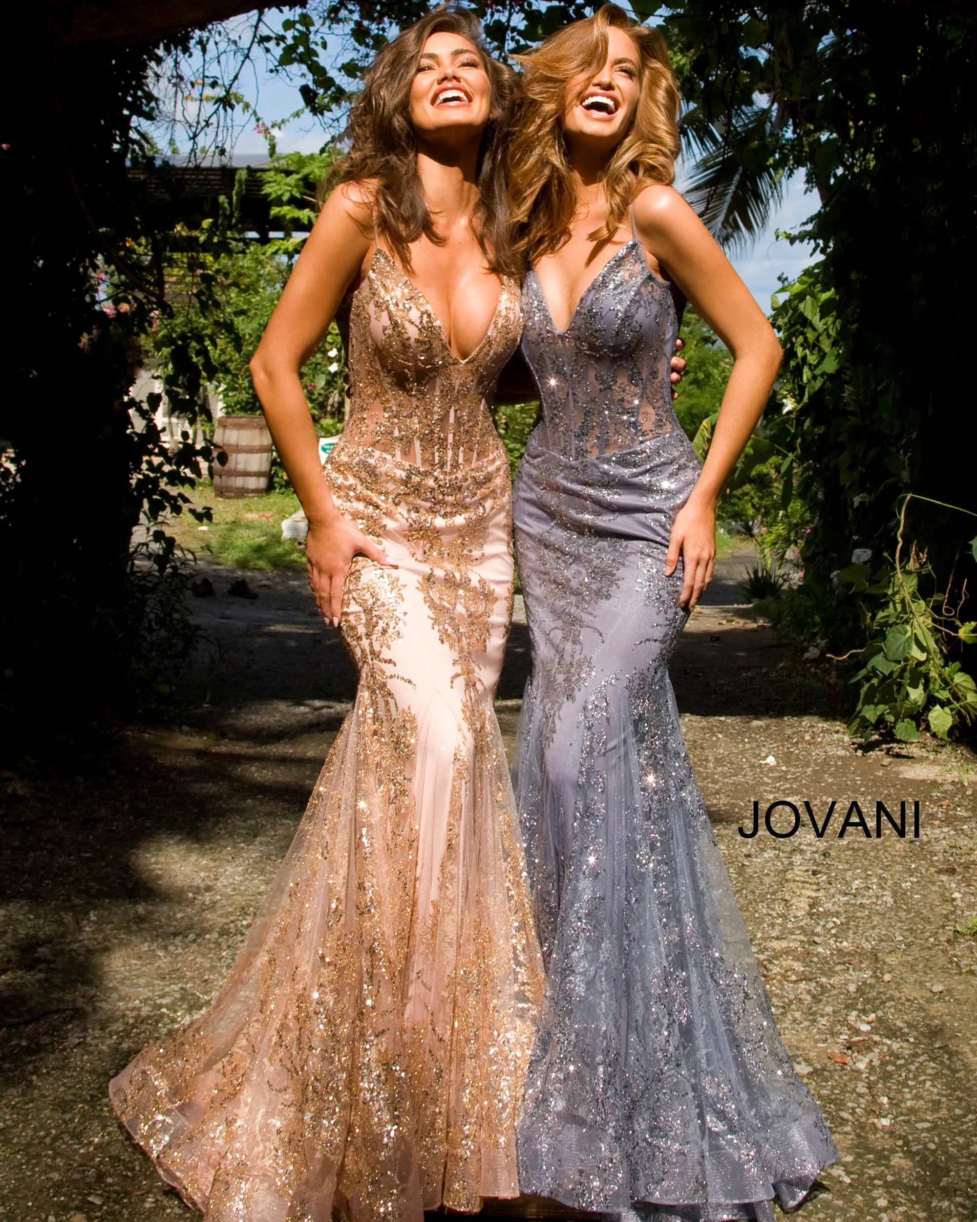 Jovani 3675 Long Prom Dress Sheer Corset Shimmer Mermaid Pageant Gown