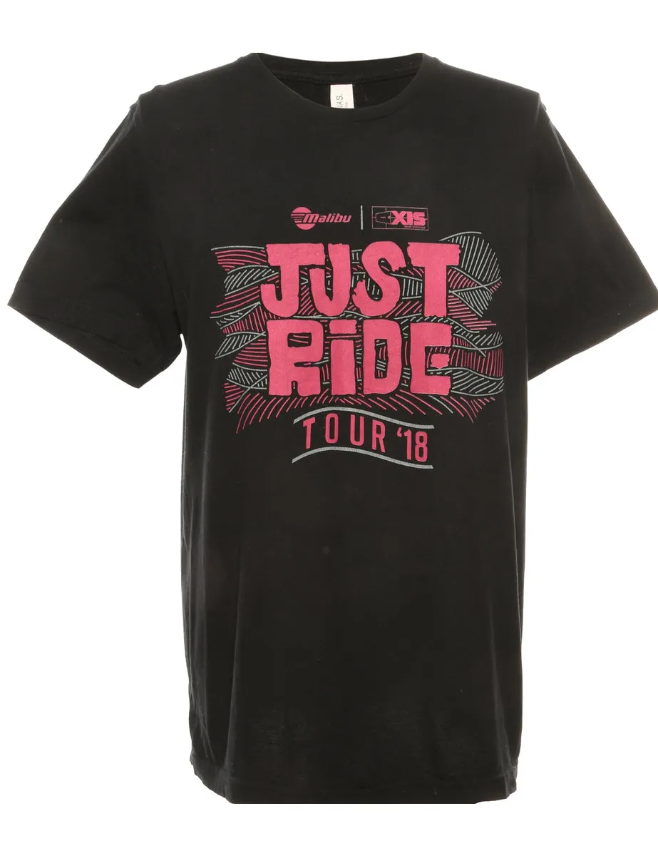 Just Ride Black Printed T-shirt - M