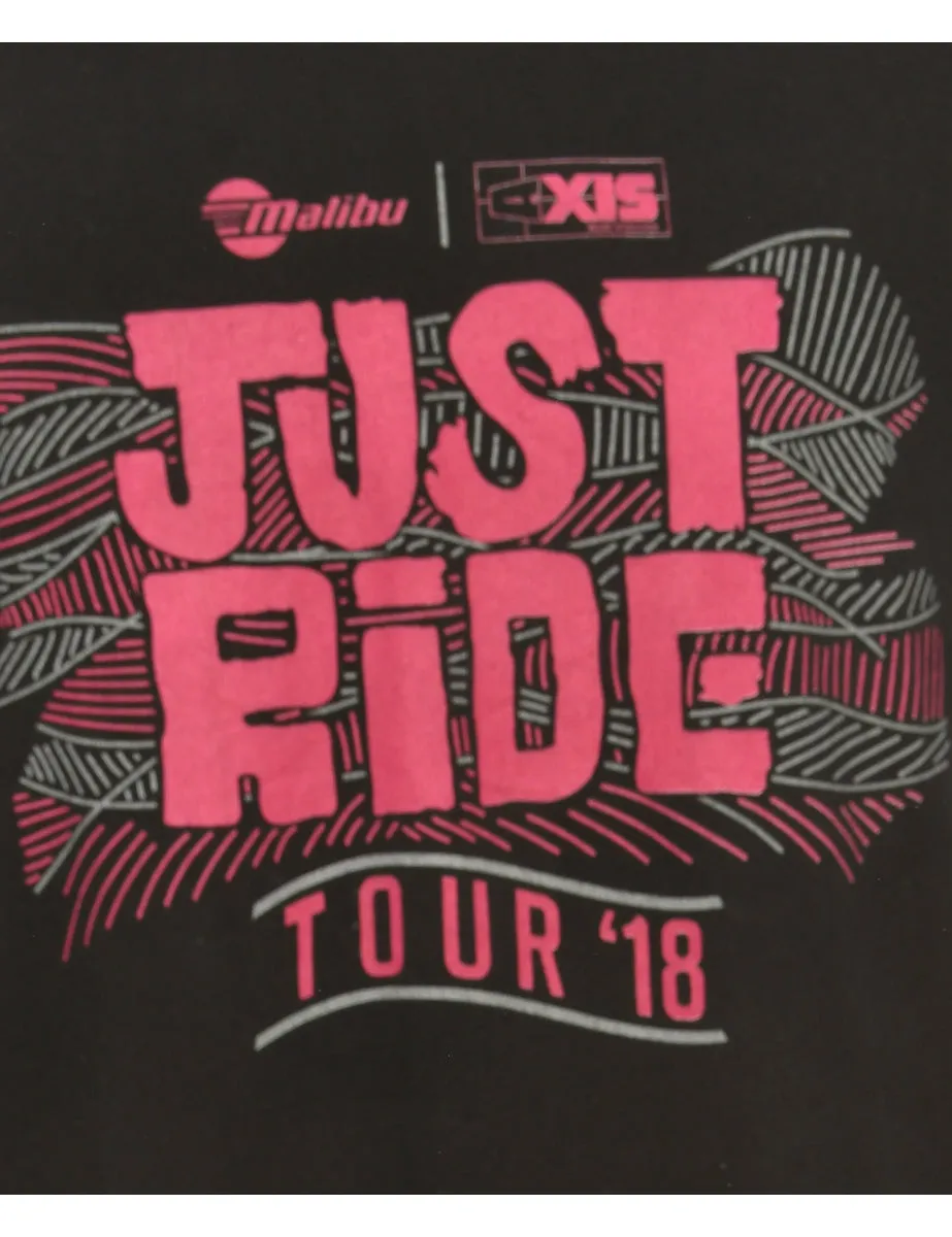 Just Ride Black Printed T-shirt - M