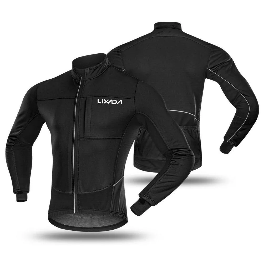 Lixada Men Winter Cycling Clothing Set Waterproof Windproof Thermal Fleece Bike Riding Jacket and Pants Sportswear