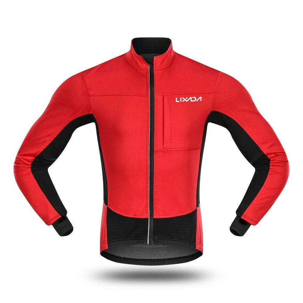 Lixada Men Winter Cycling Clothing Set Waterproof Windproof Thermal Fleece Bike Riding Jacket and Pants Sportswear