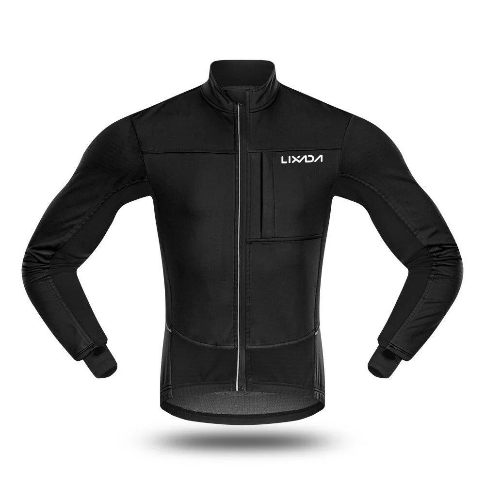 Lixada Men Winter Cycling Clothing Set Waterproof Windproof Thermal Fleece Bike Riding Jacket and Pants Sportswear