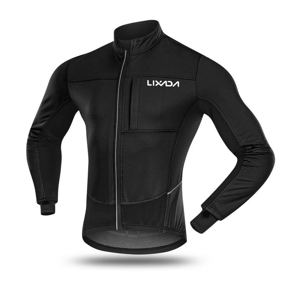 Lixada Men Winter Cycling Clothing Set Waterproof Windproof Thermal Fleece Bike Riding Jacket and Pants Sportswear