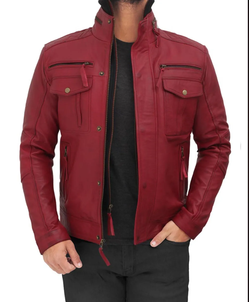 Maroon Leather Jacket | Genuine Sheep Leather Jacket